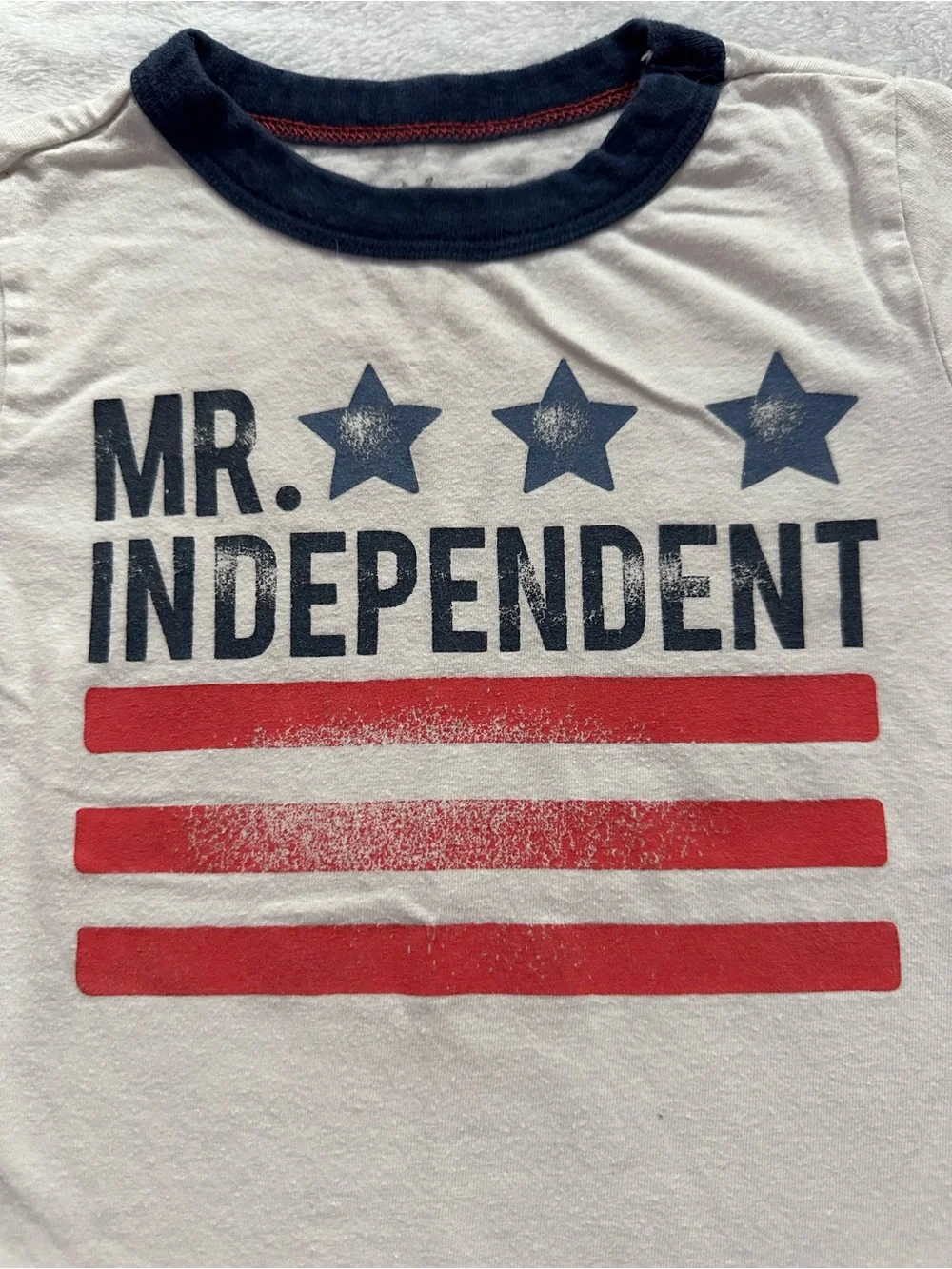 Carter’s Mr. Independent USA T-Shirt in White Blue Red Toddler Boys Size 2T